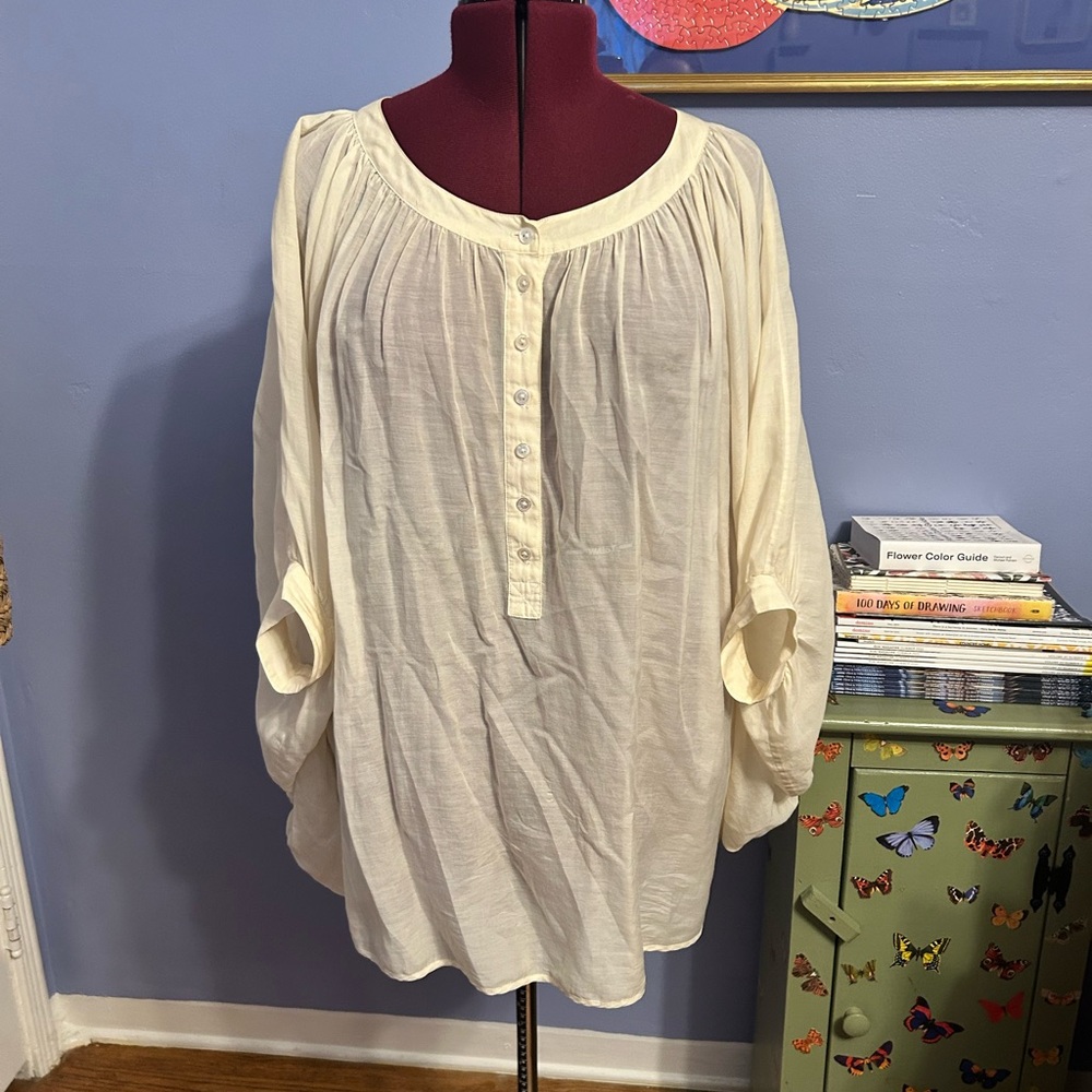 Elizabeth and James Cream Blouse with Button Detail